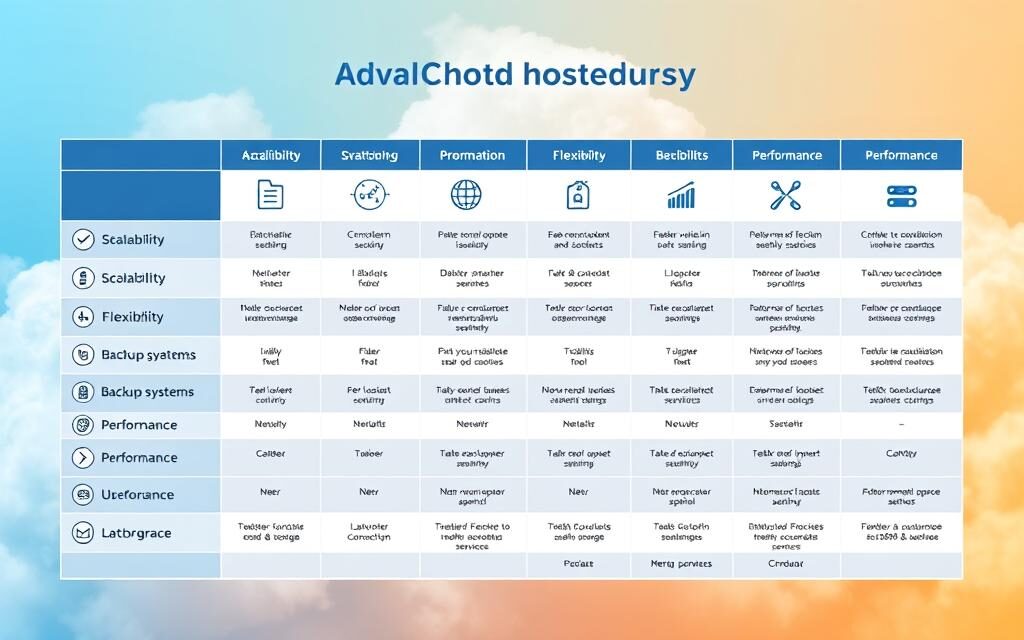 advanced cloud hosting features table